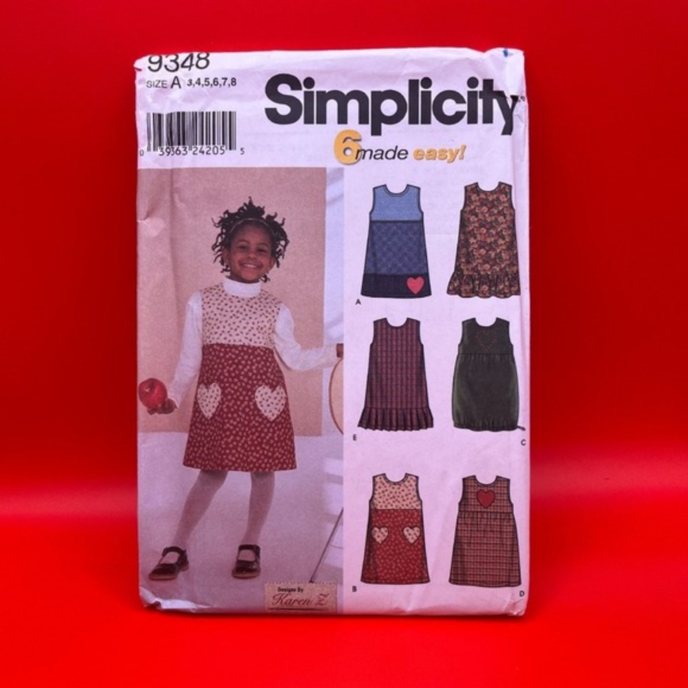 9348 Simplicity Girls Jumper Dress Sewing Pattern 9348 Vintage‎ Cut Size A 3-8